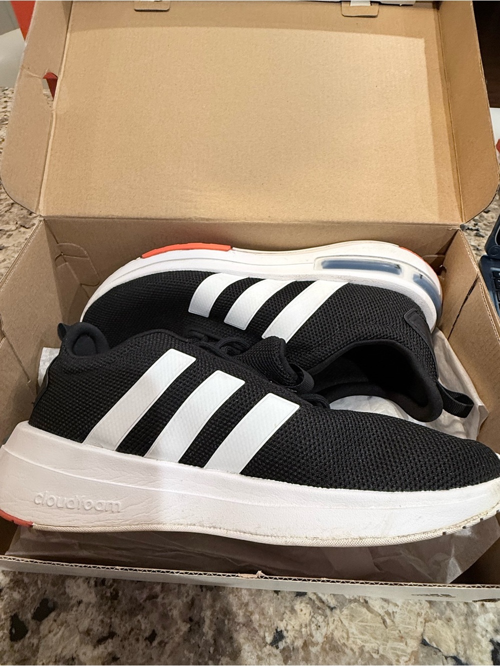 Nike Kids Black & White Sneakers with Orange Accent